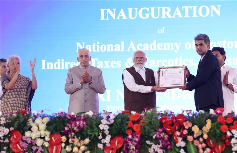 PM at the inauguration of new campus of National Academy of Customs, Indirect Taxes & Narcotics at Palasamudram, Sri Sathya Sai District, in Andhra Pradesh on January 16, 2024. 