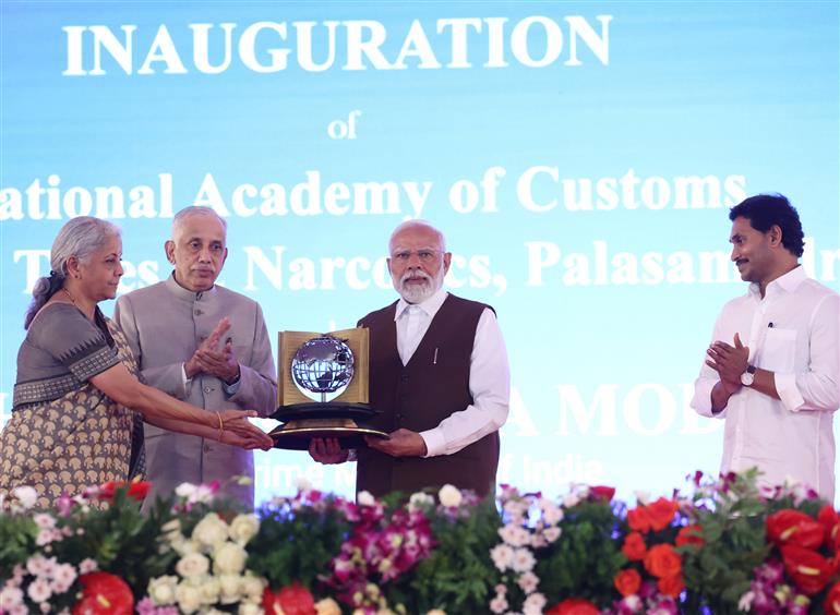 PM at the inauguration of new campus of National Academy of Customs, Indirect Taxes & Narcotics at Palasamudram, Sri Sathya Sai District, in Andhra Pradesh on January 16, 2024. 