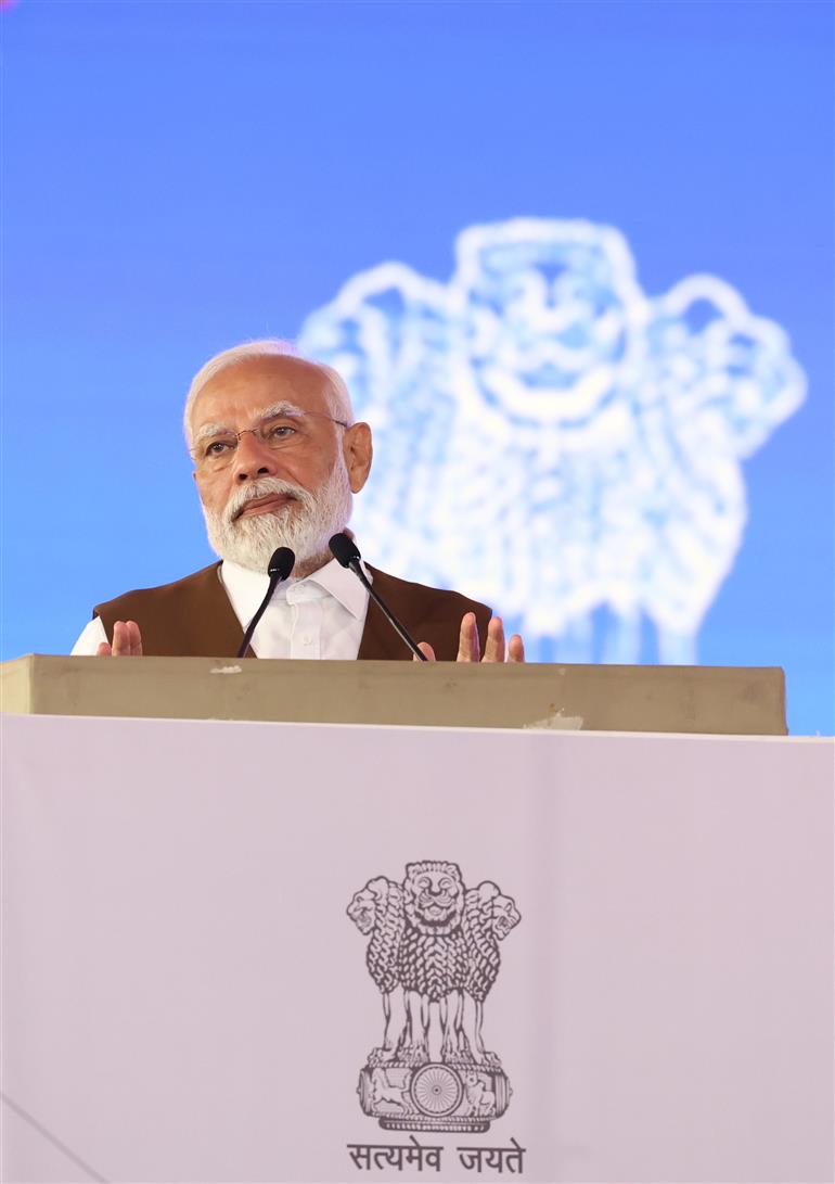 PM addressing at the inauguration of new campus of National Academy of Customs, Indirect Taxes & Narcotics at Palasamudram, Sri Sathya Sai District, in Andhra Pradesh on January 16, 2024. 