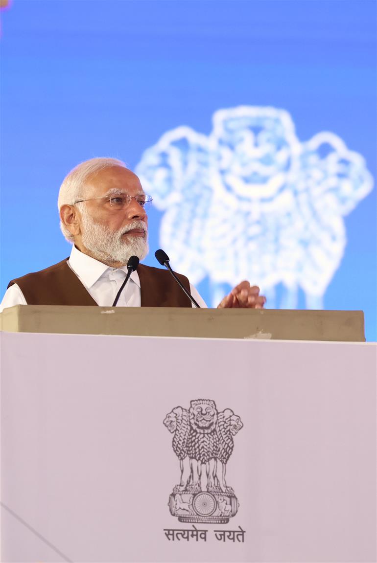 PM addressing at the inauguration of new campus of National Academy of Customs, Indirect Taxes & Narcotics at Palasamudram, Sri Sathya Sai District, in Andhra Pradesh on January 16, 2024. 