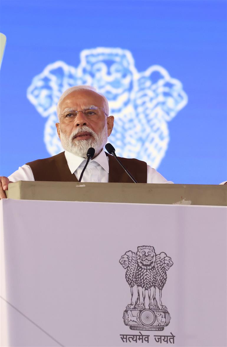 PM addressing at the inauguration of new campus of National Academy of Customs, Indirect Taxes & Narcotics at Palasamudram, Sri Sathya Sai District, in Andhra Pradesh on January 16, 2024. 