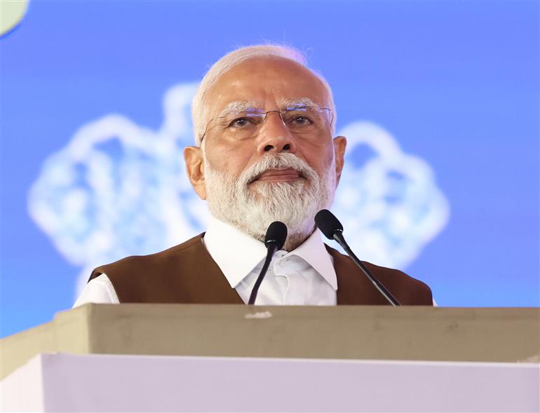 PM addressing at the inauguration of new campus of National Academy of Customs, Indirect Taxes & Narcotics at Palasamudram, Sri Sathya Sai District, in Andhra Pradesh on January 16, 2024. 