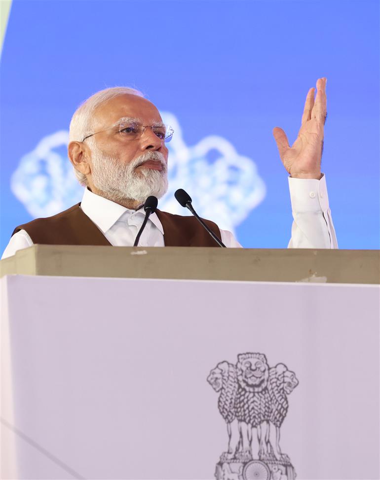 PM addressing at the inauguration of new campus of National Academy of Customs, Indirect Taxes & Narcotics at Palasamudram, Sri Sathya Sai District, in Andhra Pradesh on January 16, 2024. 