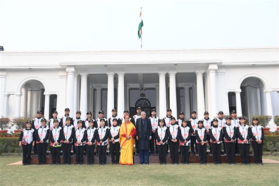 The Vice President and Chairman, Rajya Sabha, Shri Jagdeep Dhankhar meets and also interacting with a delegation of students from Menchuka Valley, Arunachal Pradesh during their National Integration Tour organised by the Indian Army at Upa-Rashtrapati Nivas, in New Delhi on January 18, 2024.