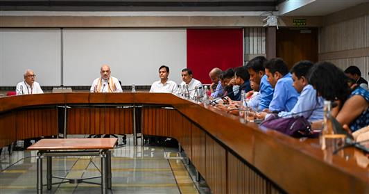 The Union Minister for Home Affairs and Cooperation, Shri Amit Shah addressing a press conference on the new criminal laws at Parliament library building, in New Delhi on July 01, 2024. 