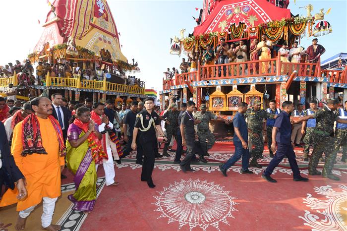 The President, Smt. Droupadi Murmu participates in the annual Rath Yatra festival in Puri, Odisha on July 07, 2024.