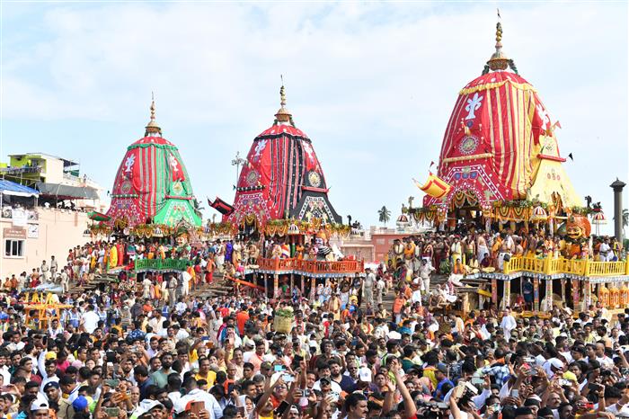 The President, Smt. Droupadi Murmu participates in the annual Rath Yatra festival in Puri, Odisha on July 07, 2024.
