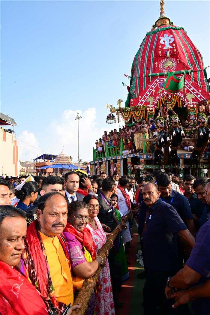 The President, Smt. Droupadi Murmu participates in the annual Rath Yatra festival in Puri, Odisha on July 07, 2024.