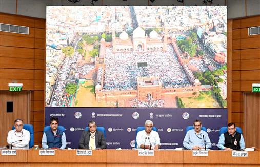 The Union Minister of Culture and Tourism, Shri Gajendra Singh Shekhawat holding a curtain raiser Press Conference on 46th session of UNESCO’s World Heritage Committee Meeting at National Media Centre, in New Delhi on July 19, 2024.
