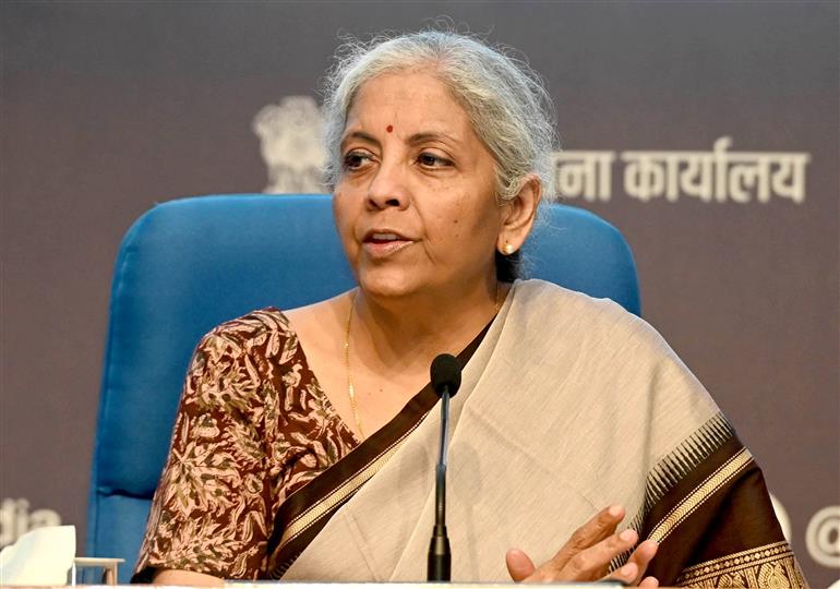 The Union Minister for Finance and Corporate Affairs, Smt. Nirmala Sitharaman addresses a Post Budget Press Conference at National Media Centre, in New Delhi on July 23, 2024.