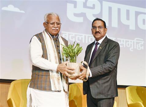 The Union Minister of Housing and Urban Affairs & Power, Shri Manohar Lal attends the Program for plantation of saplings organized under the “Ek Ped Maa Ke Naam” special campaign on the occasion of 55th Foundation Day of REC Limited at REC Corporate Headquarters (Gurugram), in Haryana on July 25, 2024.
