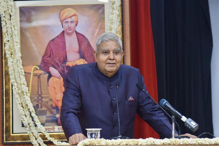 The Vice President of India, Shri Jagdeep Dhankhar addressing the gathering during the 77th Foundation Day celebrations of Hansraj College, University of Delhi, in New Delhi on July 26, 2024.