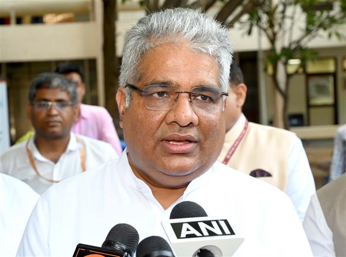 The Union Minister of Environment, Forest and Climate Change, Shri Bhupender Yadav interacting with media after the launch event of Ideas4LiFE – “Lifestyle for Environment” at Dogra Hall (IIT Delhi), in New Delhi on July 29, 2024.