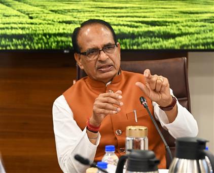 The Union Minister for Agriculture and Farmers Welfare and Rural Development, Shri Shivraj Singh Chouhan meeting with senior officials of the Agriculture and Farmers’ Welfare Department  regarding the 100-days agricultural action plan, in New Delhi on June 12, 2024.