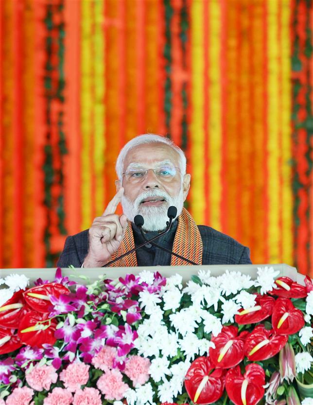 PM addressing at ‘Viksit Bharat Viksit Jammu Kashmir’ program in Srinagar, Jammu & Kashmir on March 07, 2024. 