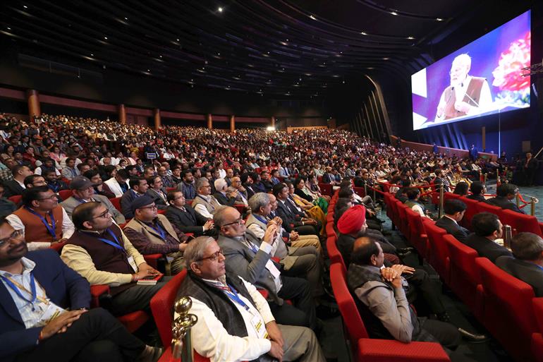 PM addressing at first ever National Creators Award ceremony in Bharat Mandapam, New Delhi on March 08, 2024.