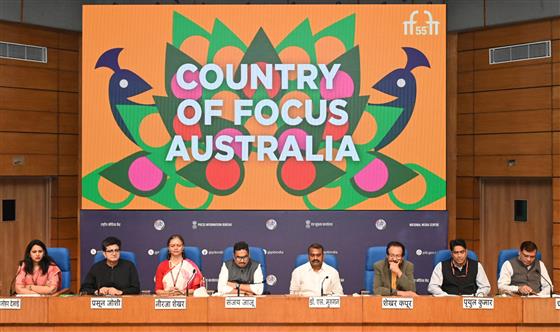 The Minister of State for Information and Broadcasting and Parliamentary Affairs, Dr. L. Murugan at the Curtain Raiser Press Conference on International Film Festival of India 2024 at National Media Centre, in New Delhi on November 11, 2024.