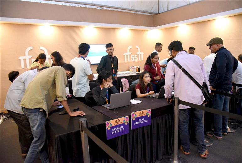 Glimpses of preparations for the 55th International Film Festival of India (IFFI), in Goa on November 18, 2024.