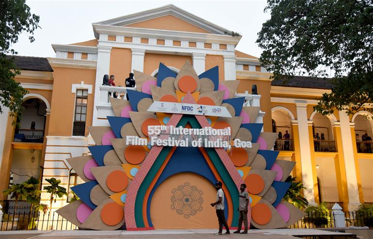Glimpses of preparations for the 55th International Film Festival of India (IFFI), in Goa on November 18, 2024.