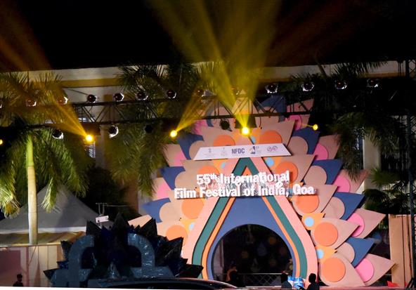 Glimpses of preparations for the 55th International Film Festival of India (IFFI), in Goa on November 18, 2024.
