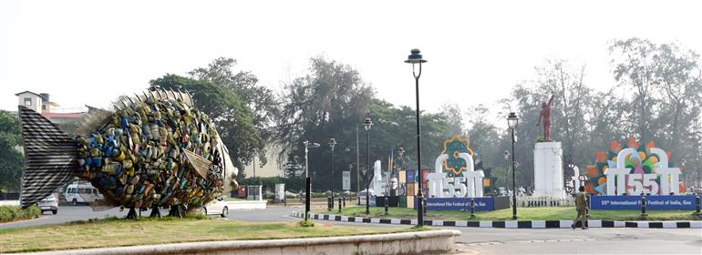 Glimpses of preparations for the 55th International Film Festival of India (IFFI), in Goa on November 19, 2024.
