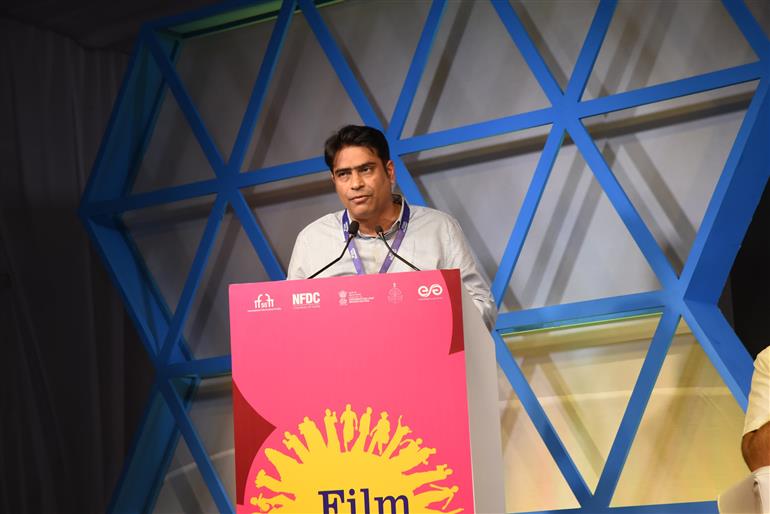 Shri Prithul Kumar, JS B-II and MD NFDC announces the launch of the Online Film Bazaar initiative, in Goa on November 20, 2024.