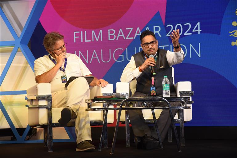The Secretary, Ministry of Information & Broadcasting, Sh. Sanjay Jaju, calls Film Bazaar an exceptional platform to nurture future filmmakers, in Goa on November 20, 2024.