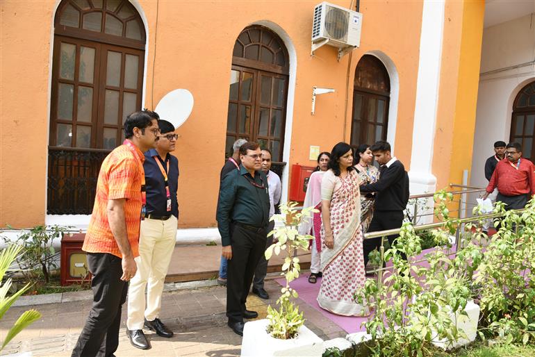 The Principal Director General, PIB, Shri Dhirendra Ojha along with the Director General, PIB West Zone, Smt. Smita Vats Sharma inspecting the preparations of PIB for 55th IFFI, in Goa on November 21, 2024.