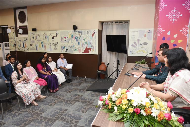 The Principal Director General, PIB, Shri Dhirendra Ojha interacting with the officials on the preparations for 55th IFFI, in Goa on November 21, 2024.