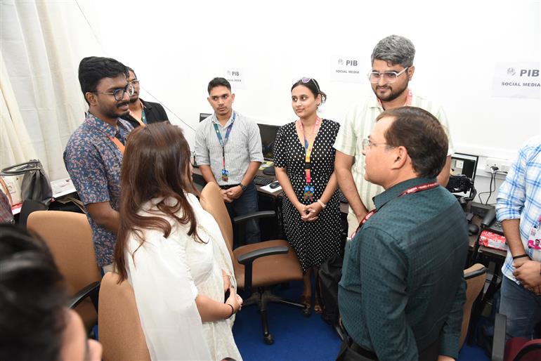 The Principal Director General, PIB, Shri Dhirendra Ojha interacting with the officials on the preparations for 55th IFFI, in Goa on November 21, 2024.