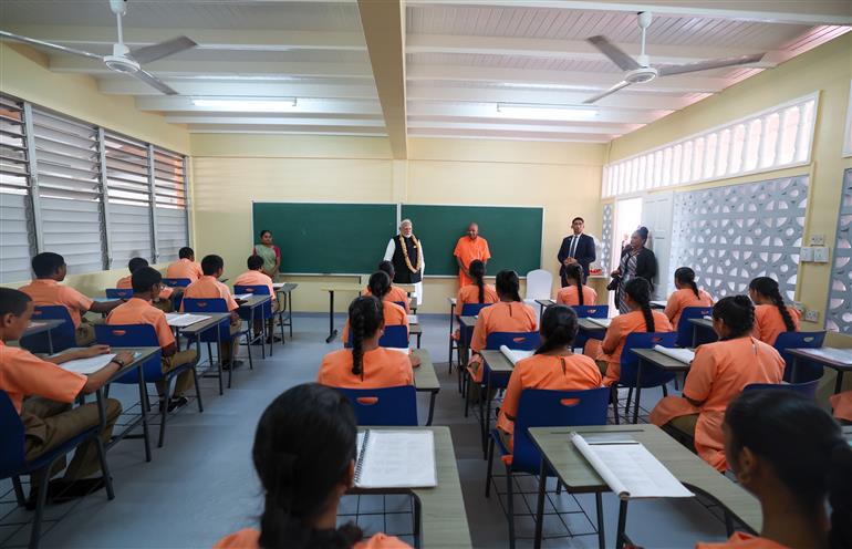 PM visited the Saraswati Vidya Niketan School at Georgetown, in Guyana on November 21, 2024.