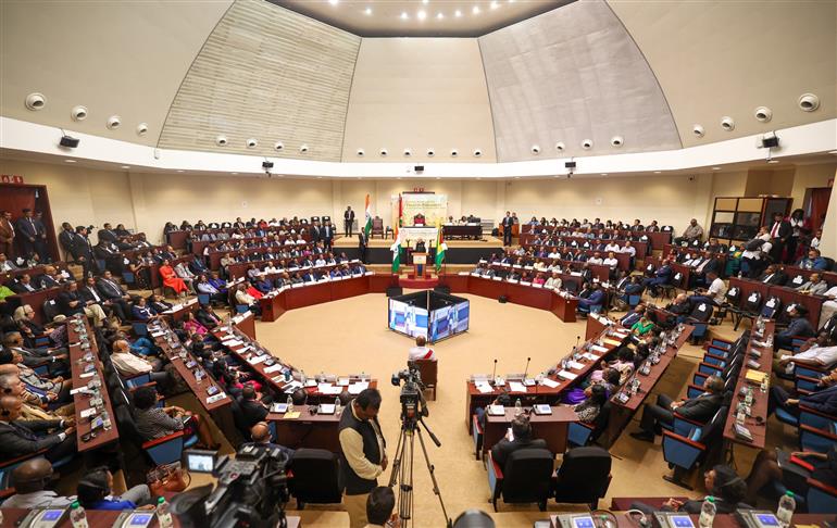 PM addressing the Special Session of the Parliament of Guyana at Georgetown, in Guyana on November 21, 2024.