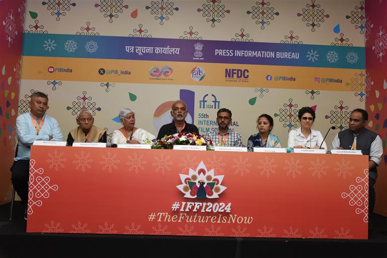 Press Conference by Jury of Non-Feature Films at 55th IFFI, in Goa on November 21, 2024. 