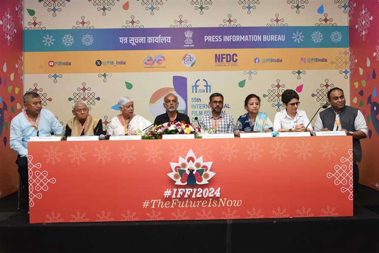 Press Conference by Jury of Non-Feature Films at 55th IFFI, in Goa on November 21, 2024. 