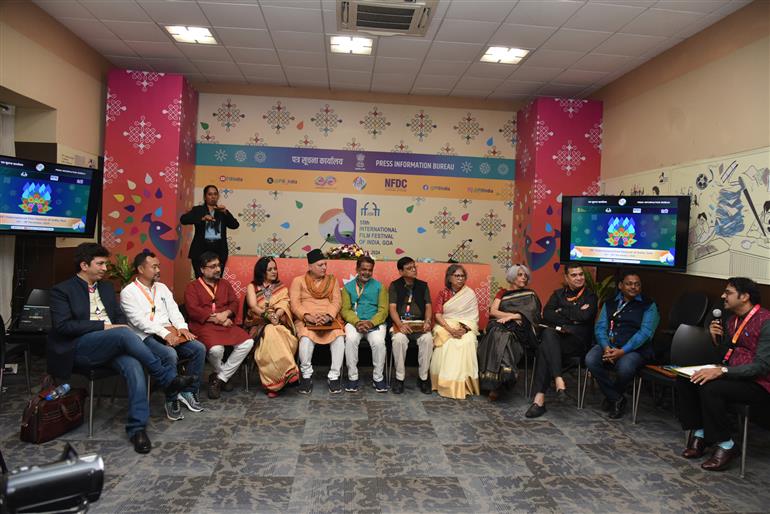Press Conference by Indian Panorama Feature Films Jury Members at 55th IFFI, in Goa on November 21, 2024. 