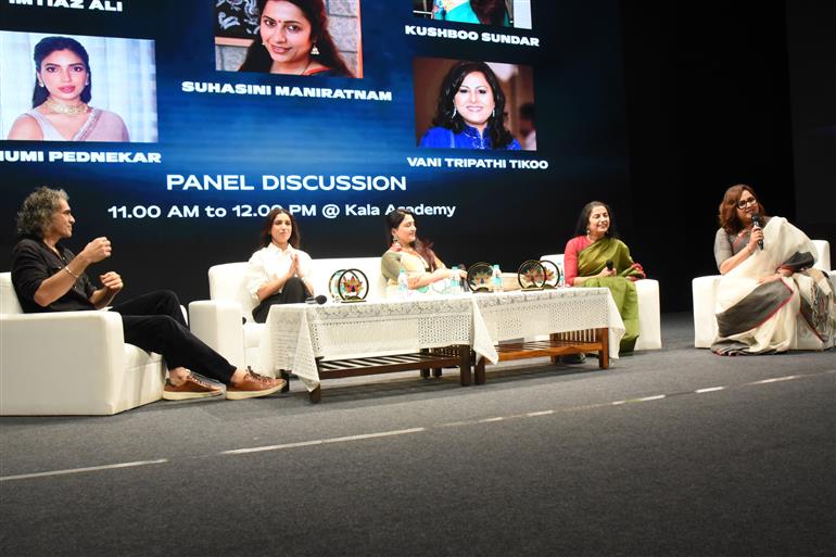 Speakers of Panel discussion on ‘Women Safety and Cinema’ at 55th IFFI, in Goa on November 22, 2024. 