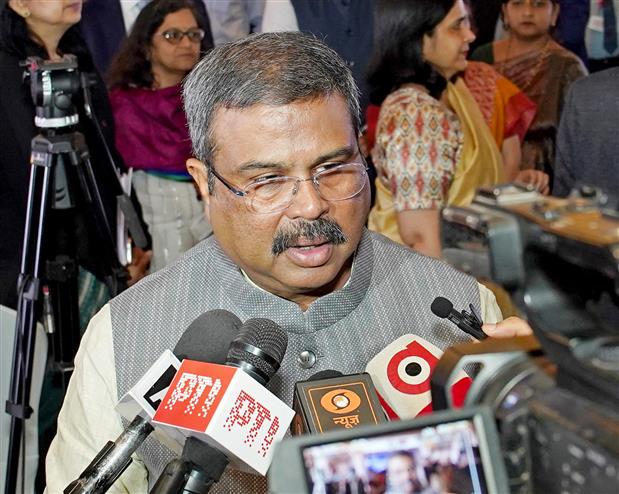 The Union Minister for Education, Shri Dharmendra Pradhan interacting with media at the launch of the World Bank report on ‘Jobs At Your Doorstep’, in New Delhi on November 22, 2024.