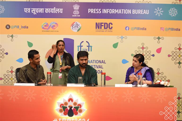 Cast and crew of ‘Sunflowers Were the First Ones to Know.’ interacting with the Media at 55th IFFI, in Goa on November 22, 2024.