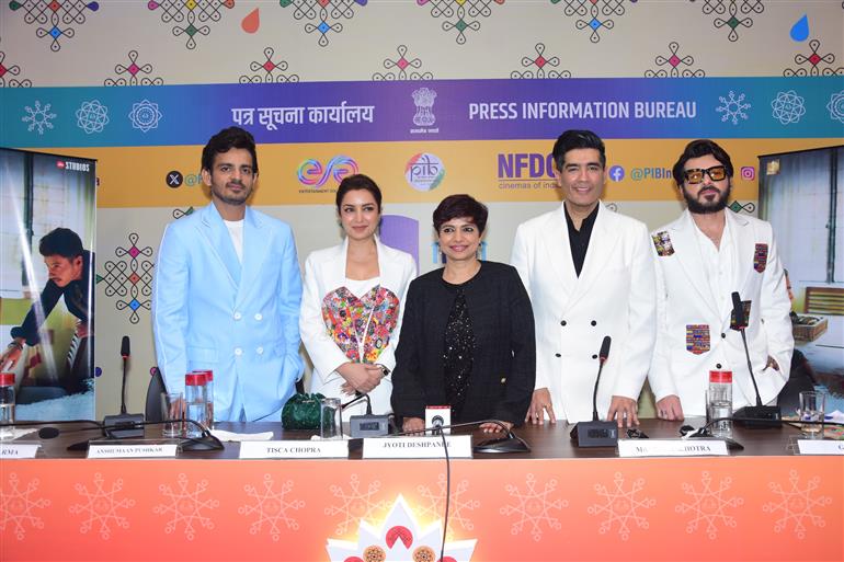 Cast and crew of ‘Saali Mohabbat’ interacting with the Media at 55th IFFI, in Goa on November 22, 2024.
