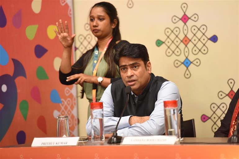 Shri Prithul Kumar, Joint Secretary Broadcasting, Ministry of Information and Broadcasting and Managing Director, NFDC at 55th IFFI, in Goa on November 22, 2024.