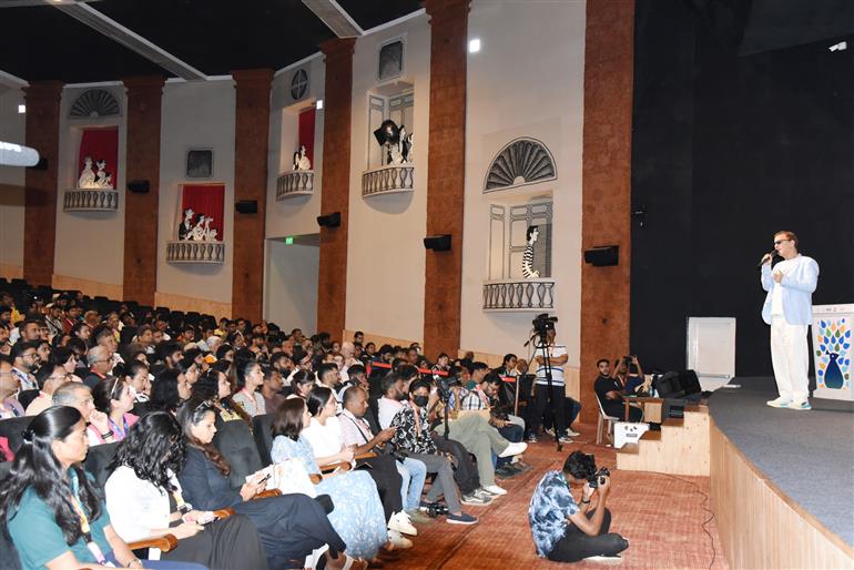 Masterclass in Progress with Shri Vidhu Vinod Chopra and Shri Shantanu Moitra at 55th IFFI, in Goa on November 22, 2024.