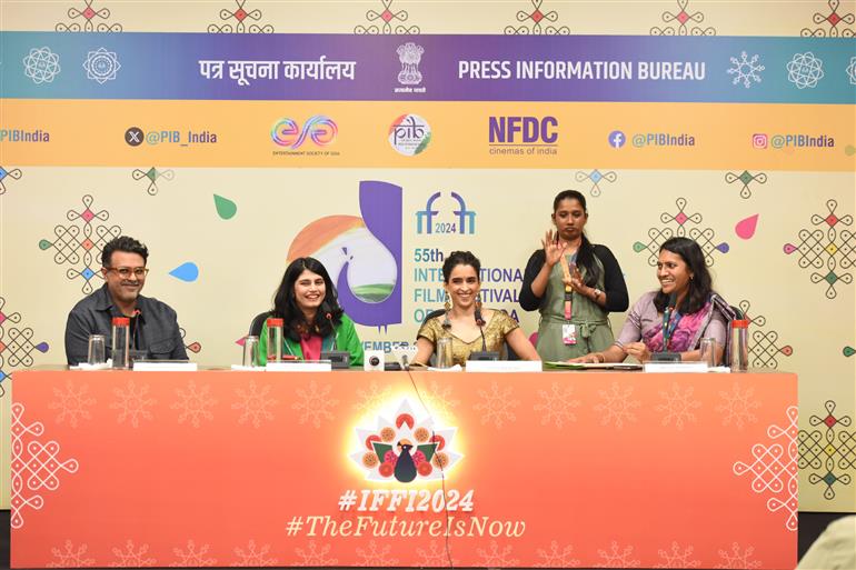 Cast and Crew from the film ‘Mrs.’ addresses the Media at 55th IFFI, in Goa on November 22, 2024.