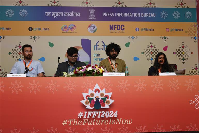 Cast and Crew from the Opening Non-Feature Film at 55 IFFI ‘Ghar Jaisa Kuch’ meets the Media, in Goa on November 21, 2024.