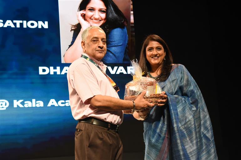 Smt. Dhanya Varma being felicitated during Masterclass at 55th IFFI, in Goa on November 21, 2024.