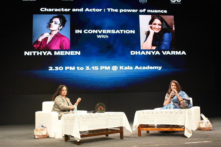Ms. Nithya Menen and Smt. Dhanya Varma deliberates on ‘Character and Actor: The Power of Nuance/ Mastering the Unseen’ at 55 IFFI, in Goa on November 21, 2024.