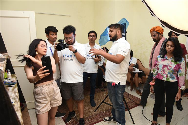 “Different Moments captured during the CMOT 48 Hour Filmmaking Challenge as it enters Day 2” at 55 IFFI, in Goa on November 22, 2024.