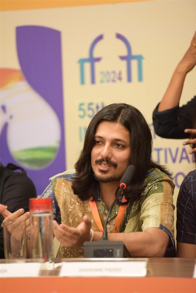 Aryan Singh DOP of ‘Batto Ka Bulbula’ at the Press Conference at 55 IFFI, in Goa on November 23, 2024.
