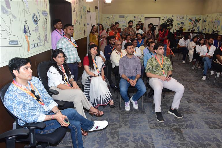 Media attending the Press Conference on Doordarshan’s new WAVES OTT content at 55th IFFI, in Goa on November 23, 2024.