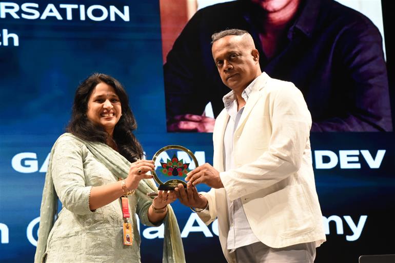 Filmmaker, Gautham Vasudev Menon at Master class at 55th IFFI, in Goa on November 22, 2024.