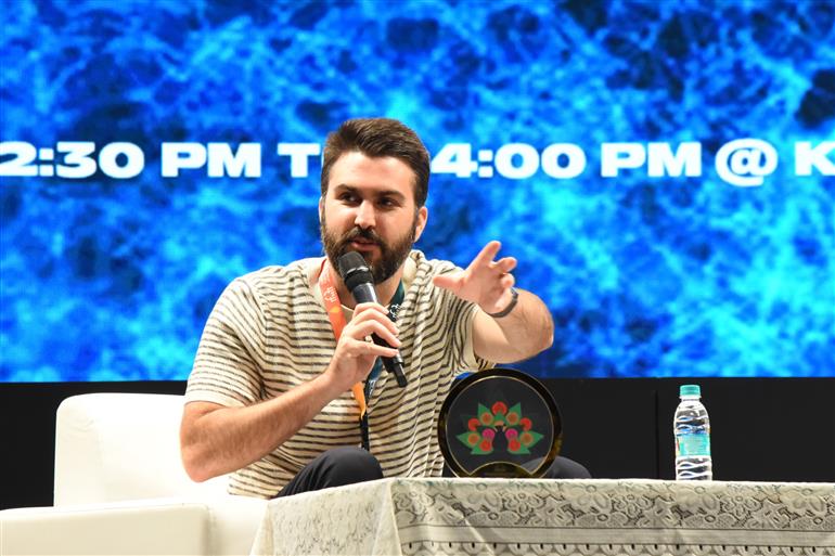 Shri Eric Hoehn deliberates during Master Class on Sound Design The Aural Universe of cinematic Story Telling at 55th IFFI, in Goa on November 22, 2024.